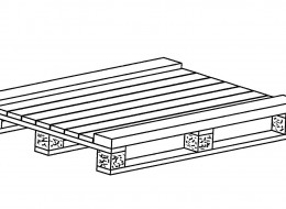 Pallets on pressed-wood blocks